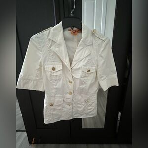 Tory Burch Cream Short Sleeve denim jacket